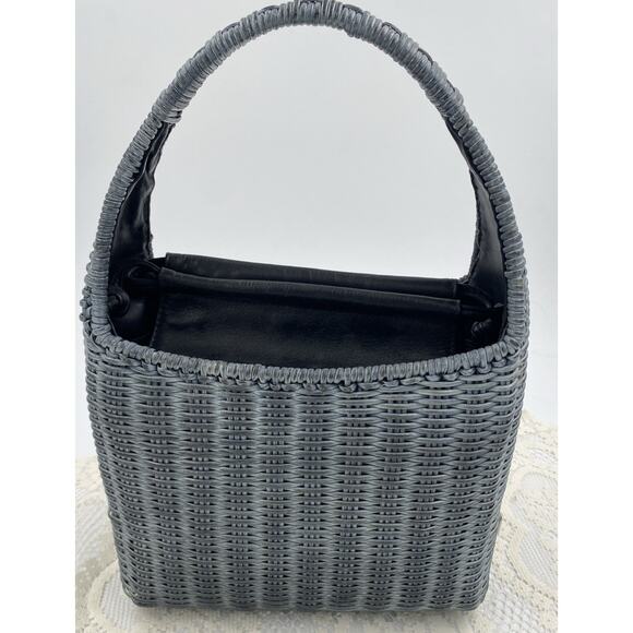 Greta Handbags - Greta Basket Handbag. Grey Woven Wicker Made In Italy.